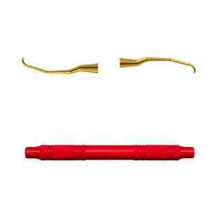 AMERICAN EAGLE Double Gracey Curette Mini Posterior XP Double Ended Red Resin Handle 3/8 in
