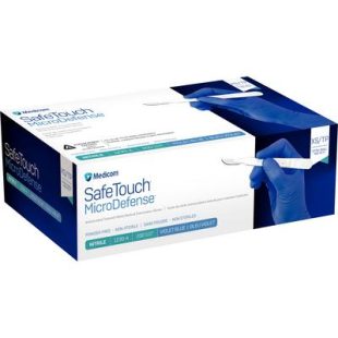 MEDICOM MicroDefense Nitrile Powder Free Antimicrobial Blue Gloves