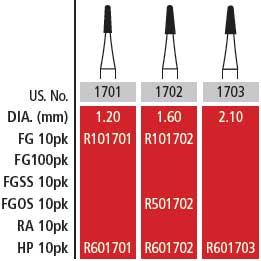 COLTENE Alpen Carbide Round End Cross Cut Fissure Surgical Length Bur #1702 FG OS 10/pk
