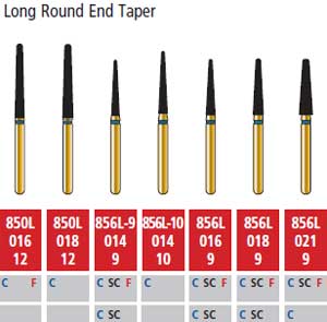 COLTENE Alpen Swiss Diamond Long Round End Taper Bur #850L - 016 Coarse FG 5/pk