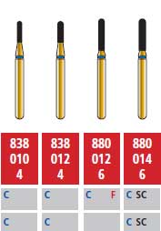 COLTENE Alpen Swiss Diamond Modified End Cylinder Bur #880 - 012 Coarse FG 5/pk