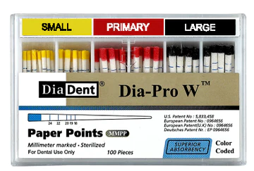DiaDent Absorbent Paper Points Dia-PRO W Size Large Black 100/box