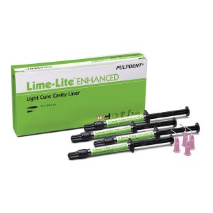 PULPDENT Lime-Lite Enhanced Light Cured Cavity Liner Syringe with Tips