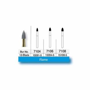 SSW Carbide Trimming and Finishing Flame Bur #7104 - 12 Blade FG 5/pk