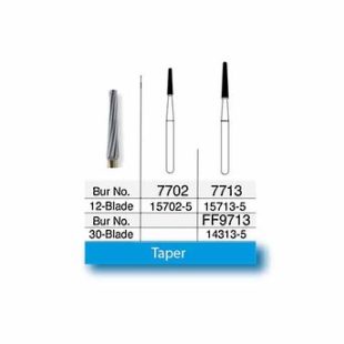 SSW Carbide Trimming and Finishing Taper Bur #7713 - 12 Blade FG 5/pk