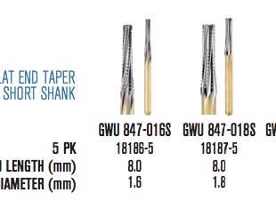 SSW Great White Ultra C & B Flat End Taper Short Shank Bur