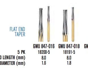 SSW Great White Ultra Crown and Bridge Flat End Taper Bur