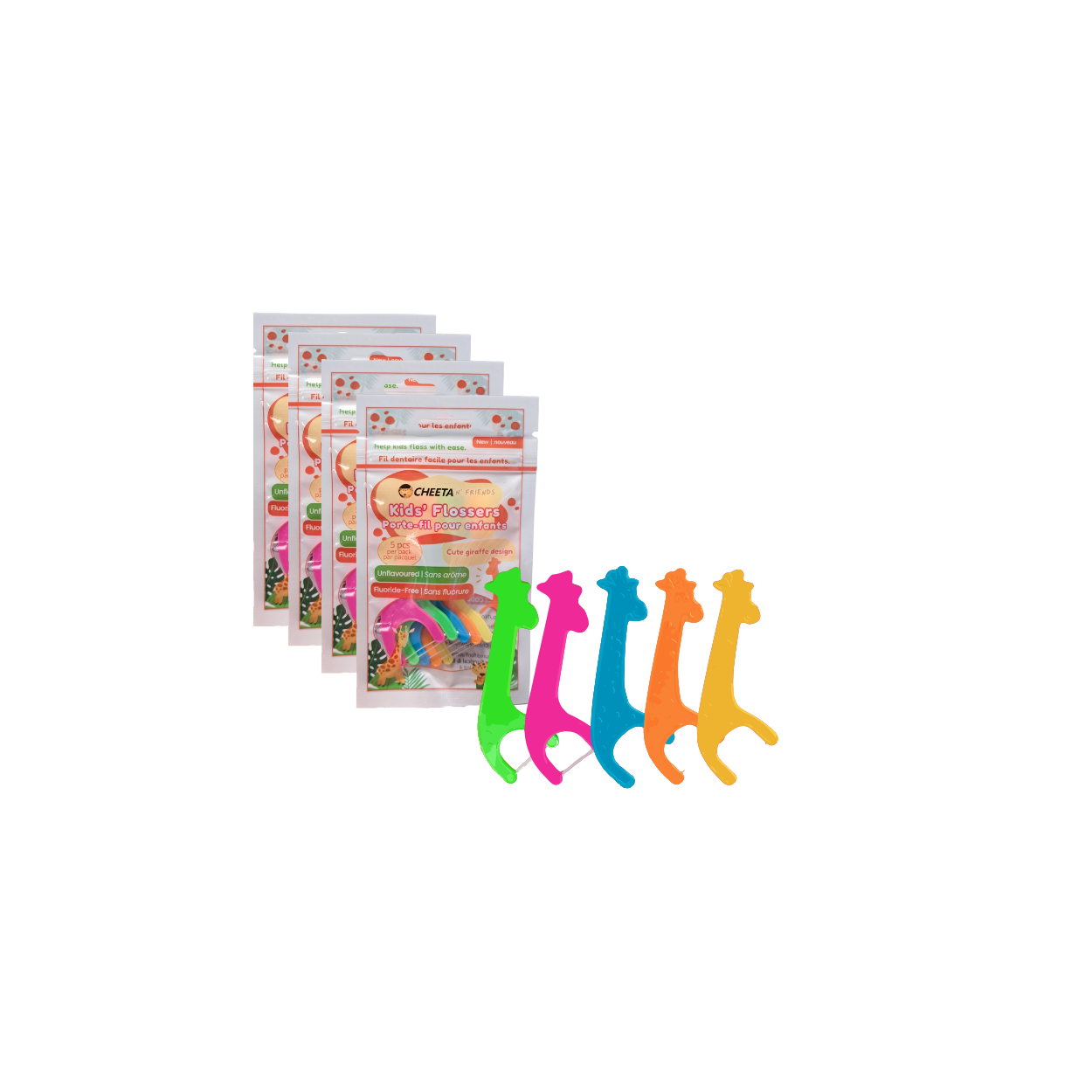 CHEETA N' Friends - KIDS' 5 pack Flossers